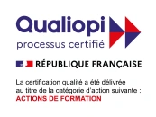 Qualiopi : Processus certifié. La certification qualité a été délivrée au titre de la catégorie d’action suivante : ACTIONS DE FORMATIONS.